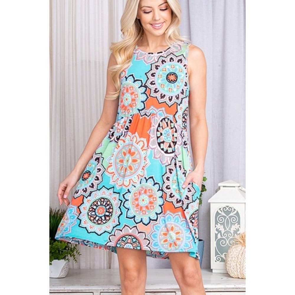 Floral tank dress with pockets. by Heimish U.S.A.